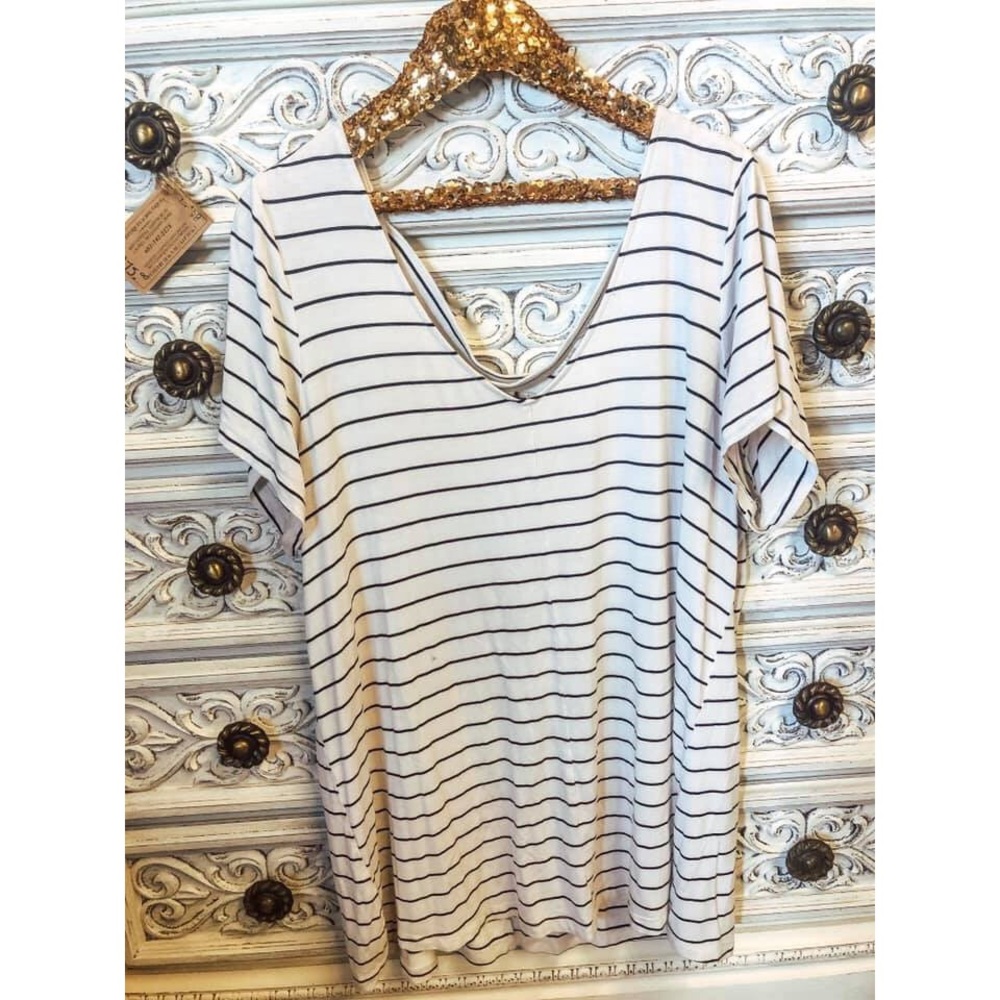 White+Black Stripe Top